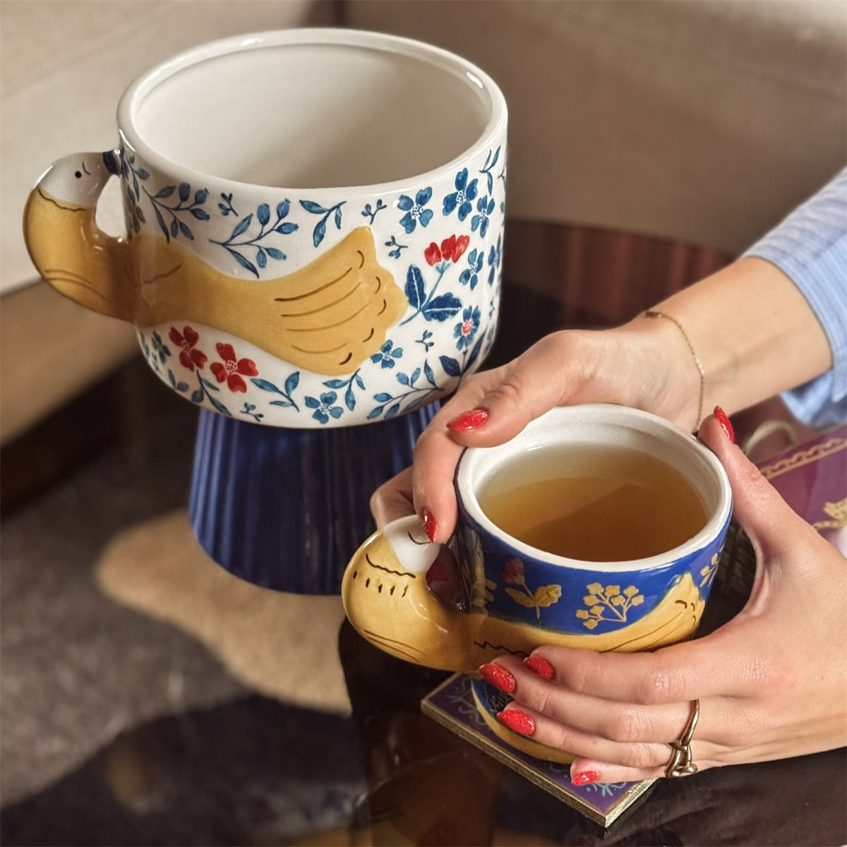 Aardewerk vaas floral bird HB 2