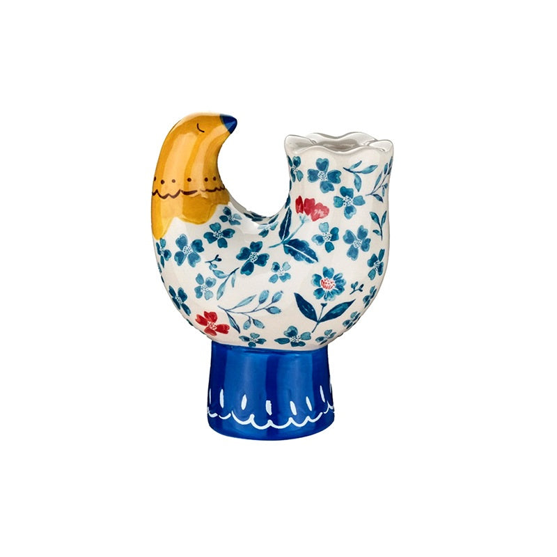 Aardewerk vaas floral bird HB 1