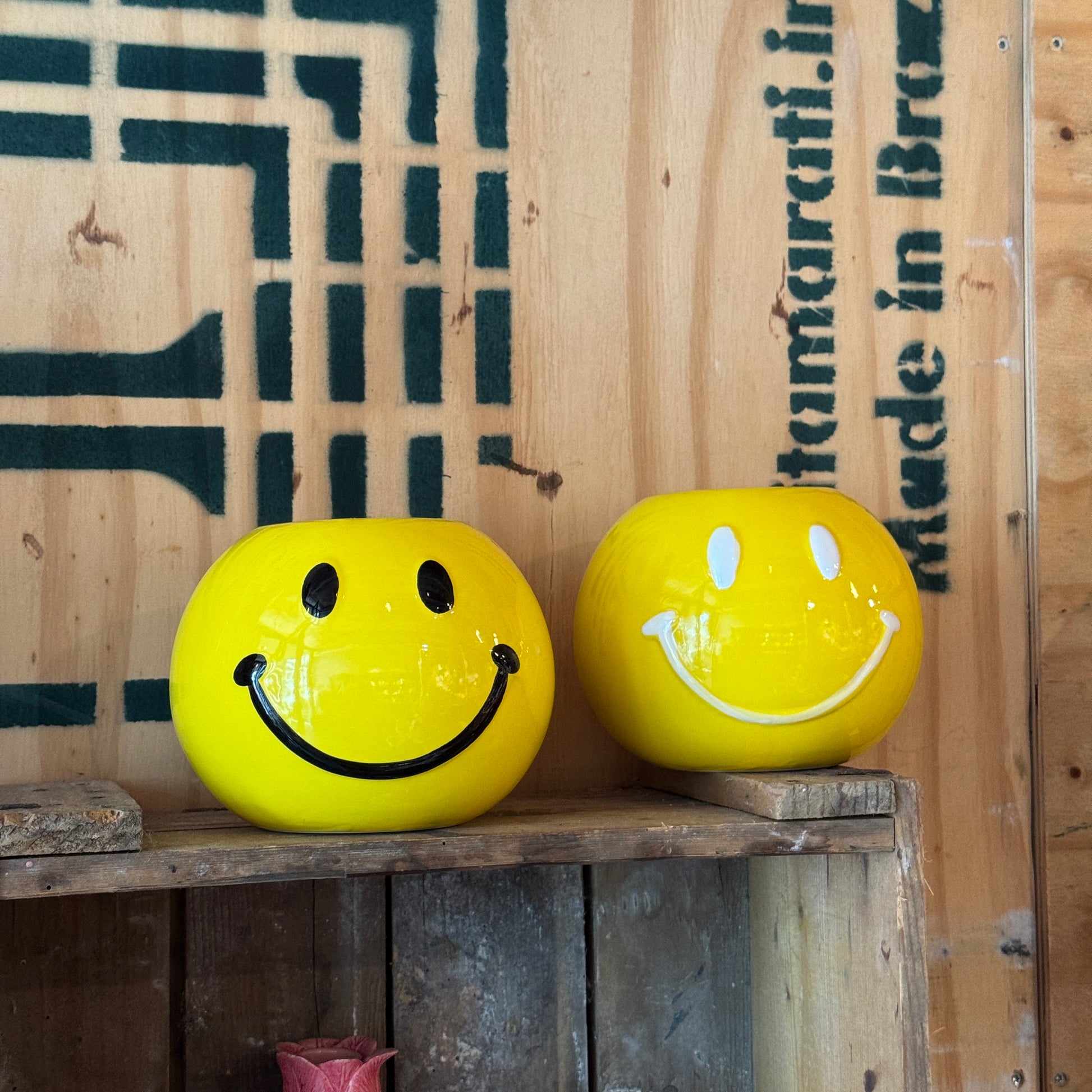 Smiley vaas geel middel