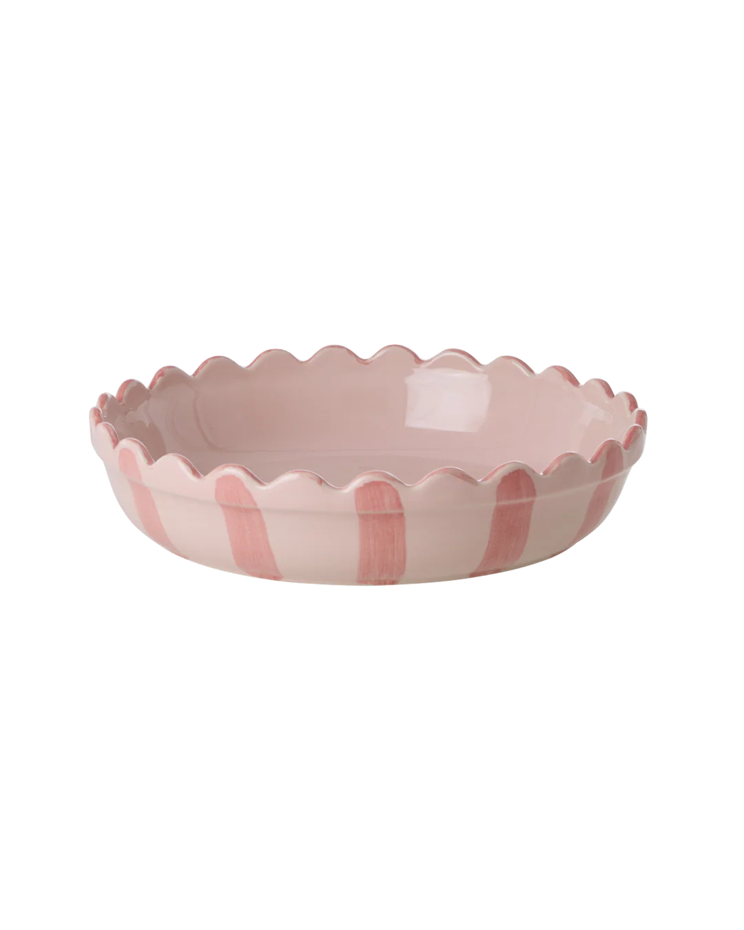 Rice stoneware ovenschaal roze / koraal strepen