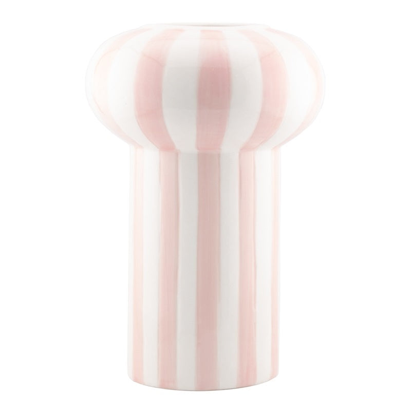 Vaas keramiek Funnel striped roze