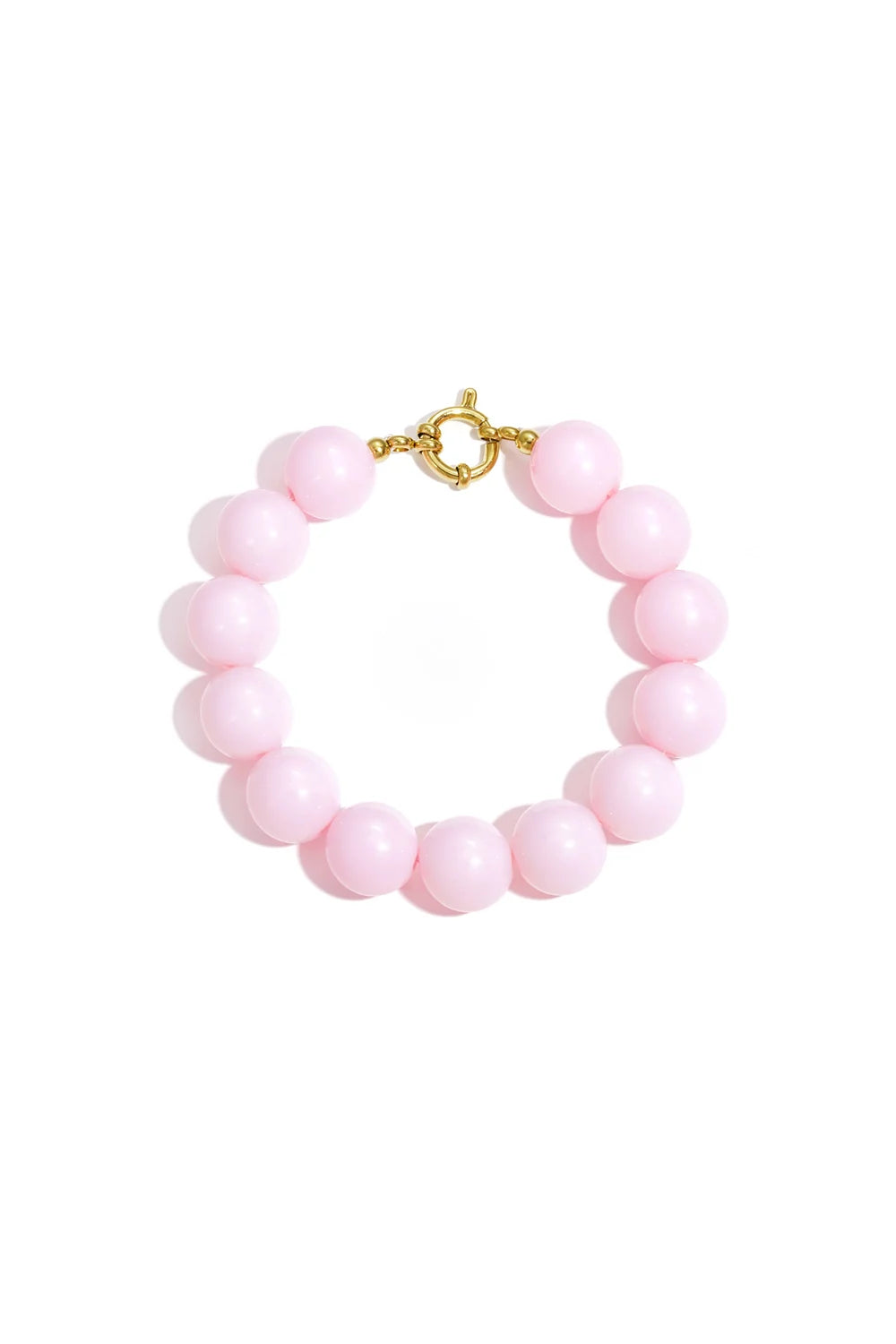 Kralen armband met gouden sluiting licht roze