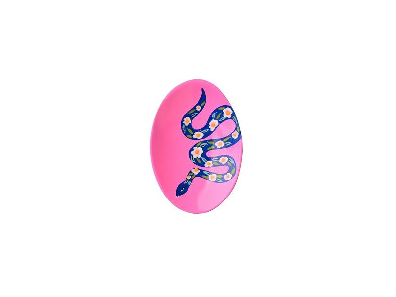 Decoratie plate 'slang ovaal roze' mangohout