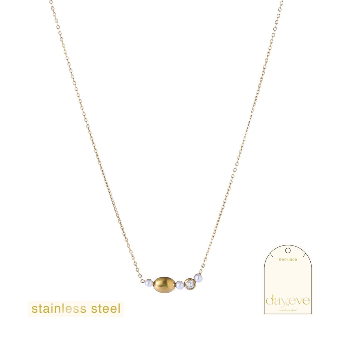 Ketting Pearls & Stone Necklace - 14K