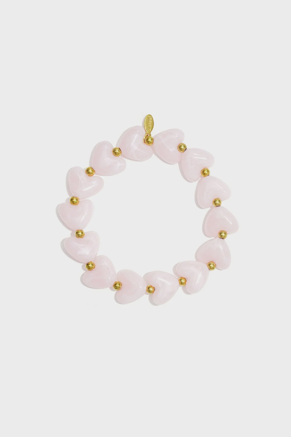Elastieken hartjes kralenarmband Licht roze