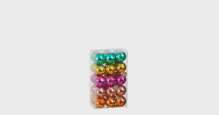 Bal onbreekbaar goud groen roze oranje fuchsia 30 stuks - d2,5cm