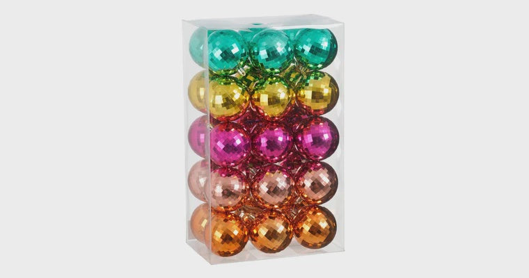 Bal onbreekbaar goud groen roze oranje fuchsia 30 stuks - d8cm