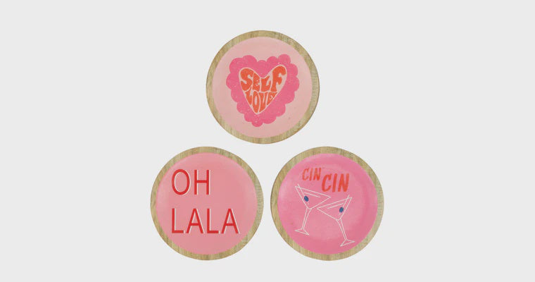Plate round polyresin pink/red