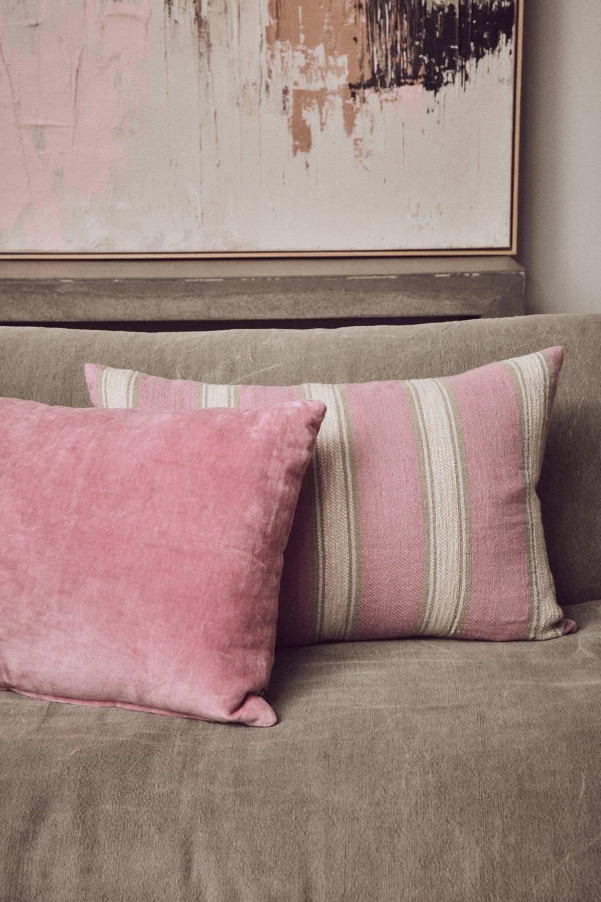 Woven Striped cushion Blush