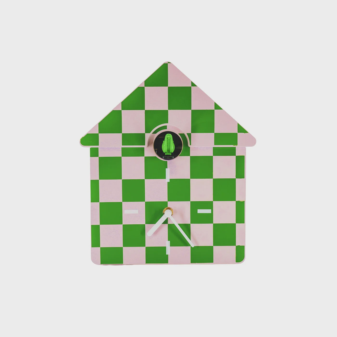 Clock- Wall Clock Cuckoo- Pattern- Green/Pink- 24x27x9cm