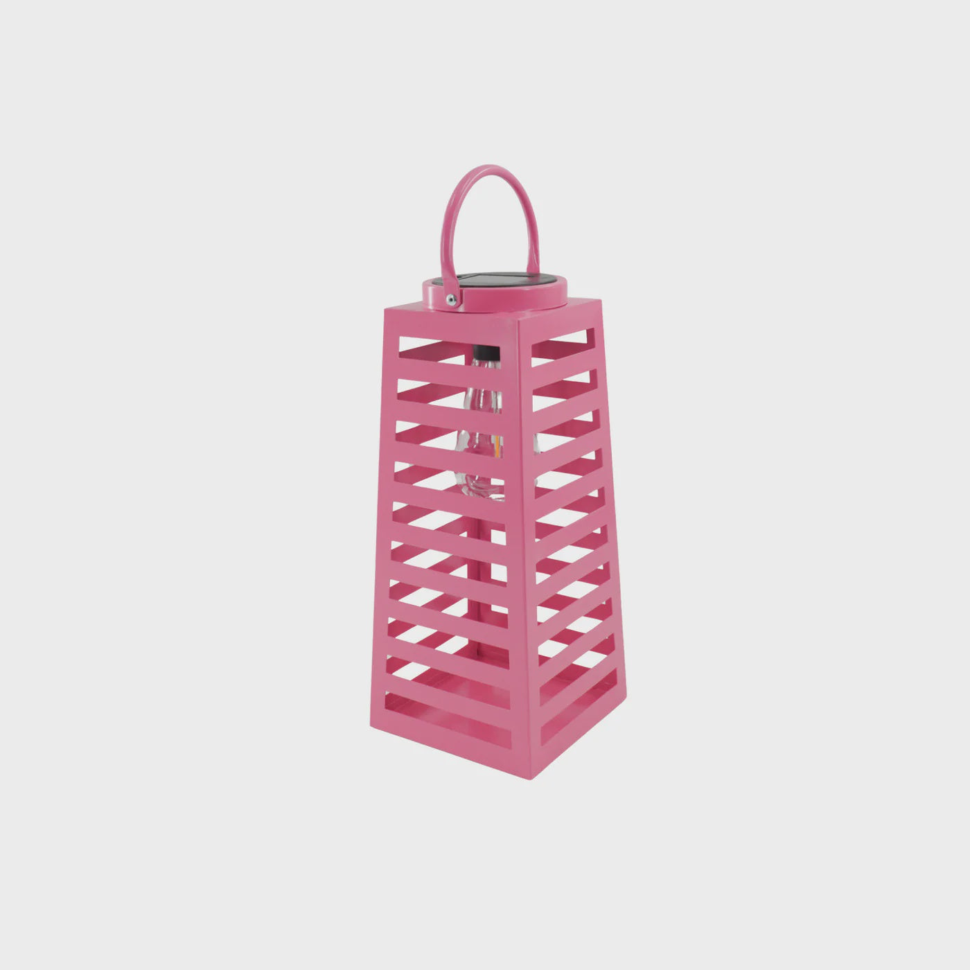 Lamp- Lantaarn/ Windlicht - Solar - Metaal - Roze - 14x14x32,5cm