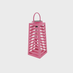 Lamp- Lantaarn/ Windlicht - Solar - Metaal - Roze - 14x14x32,5cm