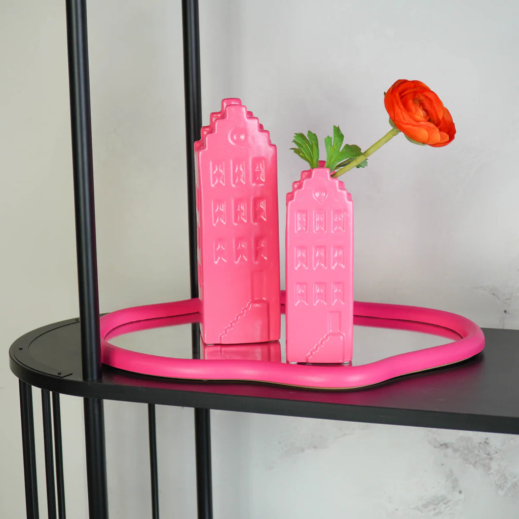 Spiegel - Wand Spiegel Organische Vorm - Fluor Roze - 30x40cm