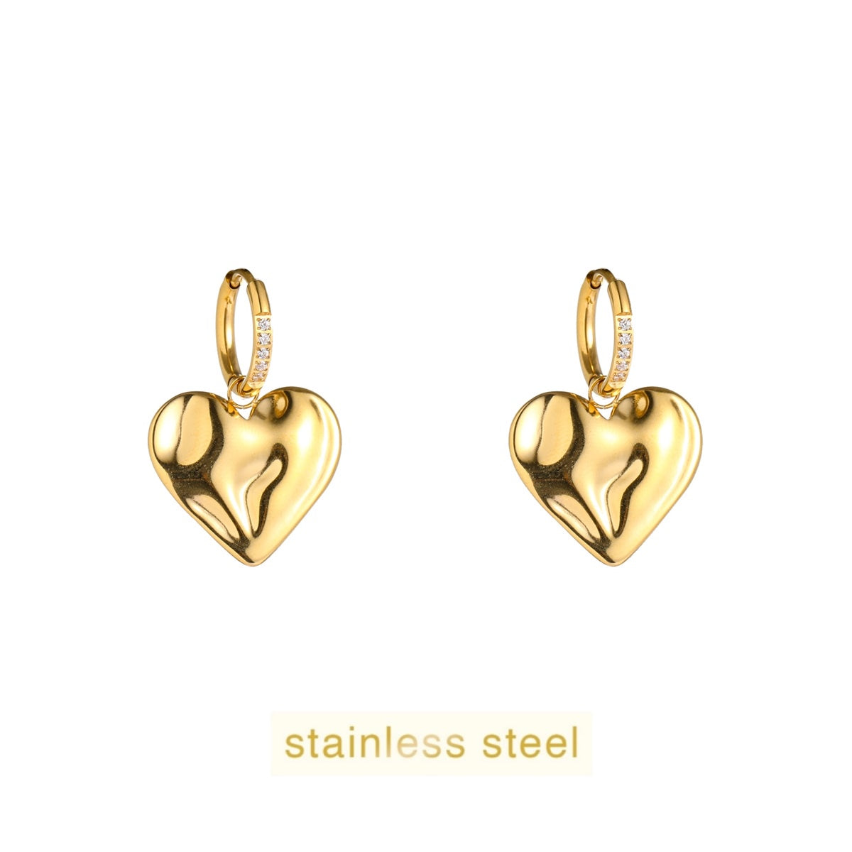 Sparkle Wave Heart Hoop - 14K