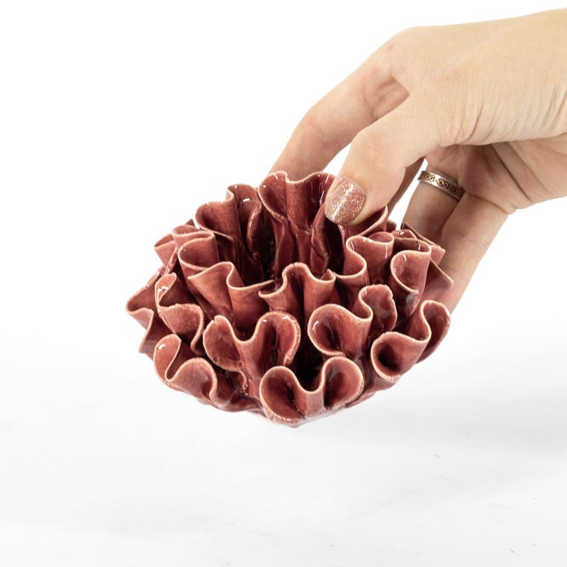 Waxinehouder keramiek spores burgundy