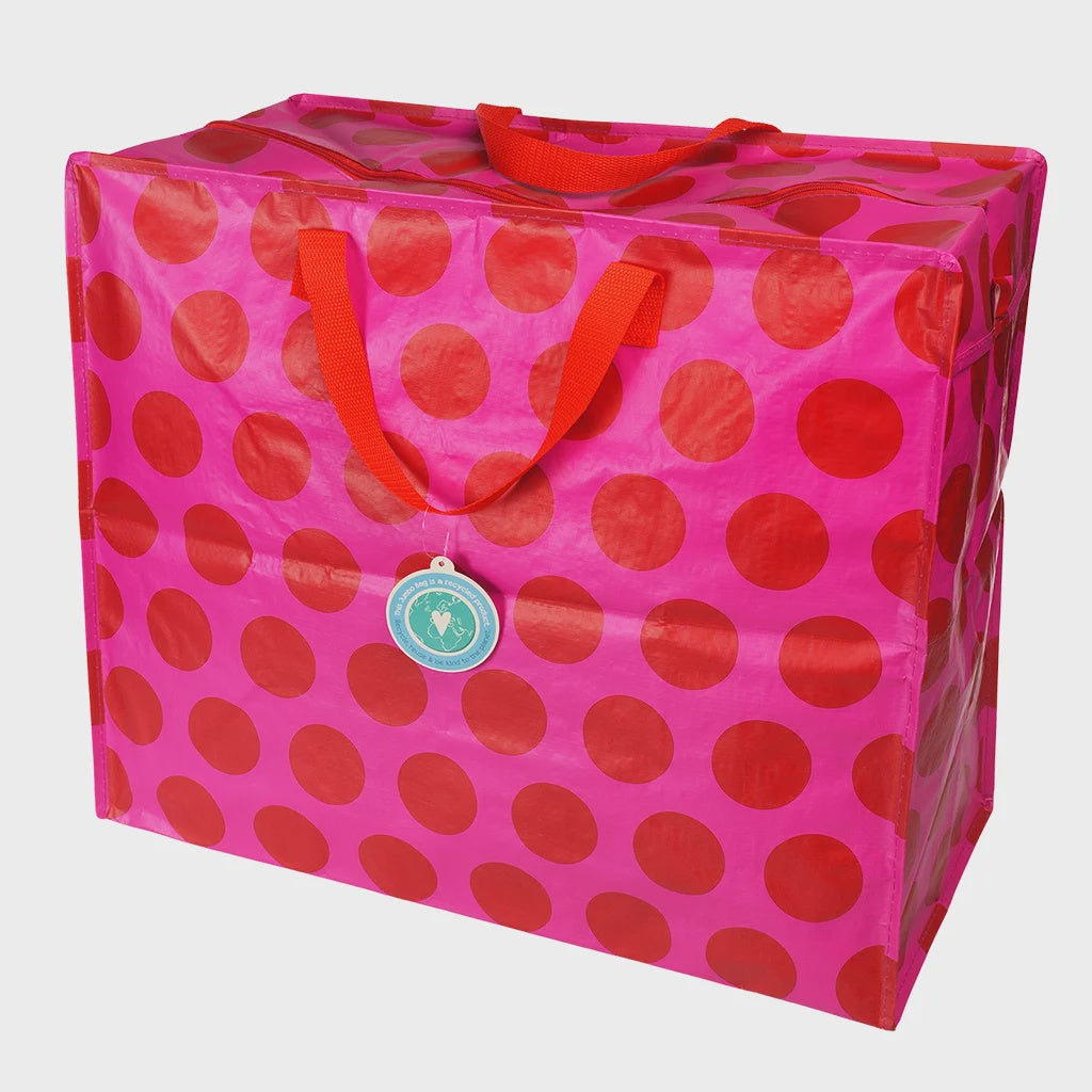 Jumbo storage bag shopper roze rood stippen