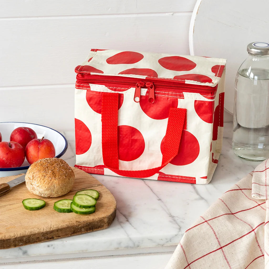 Insulated lunch bag koeltasje wit rood stippen