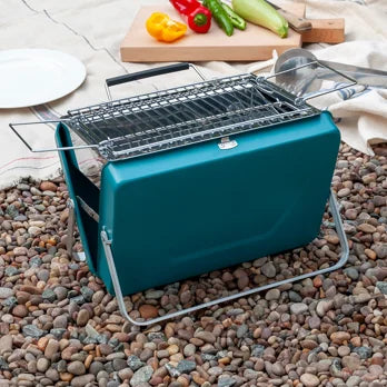 Portable Suitcase BBQ - Petrol Blue