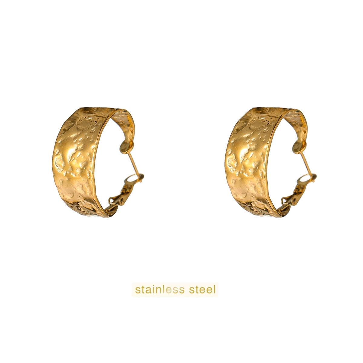 Thin Hammered Hoop - 25mm - 14K