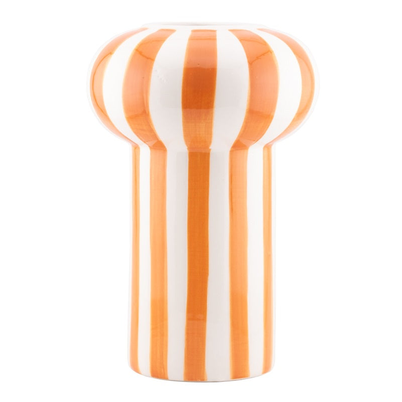Vaas keramiek Funnel striped oranje