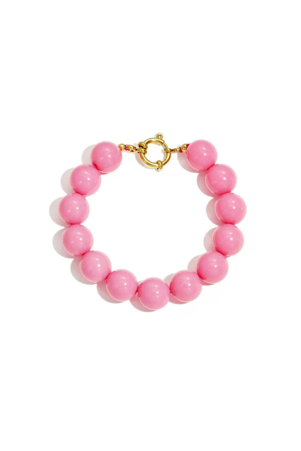 Kralen armband met gouden sluiting fel roze