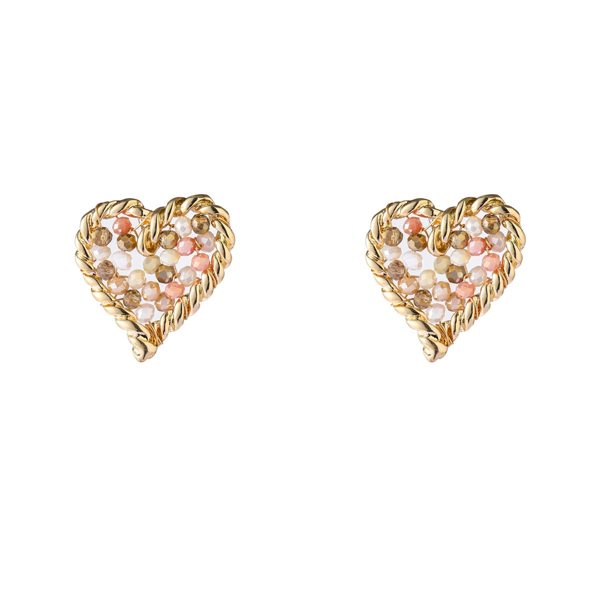 Full Heart Stud - 14K + Taupe