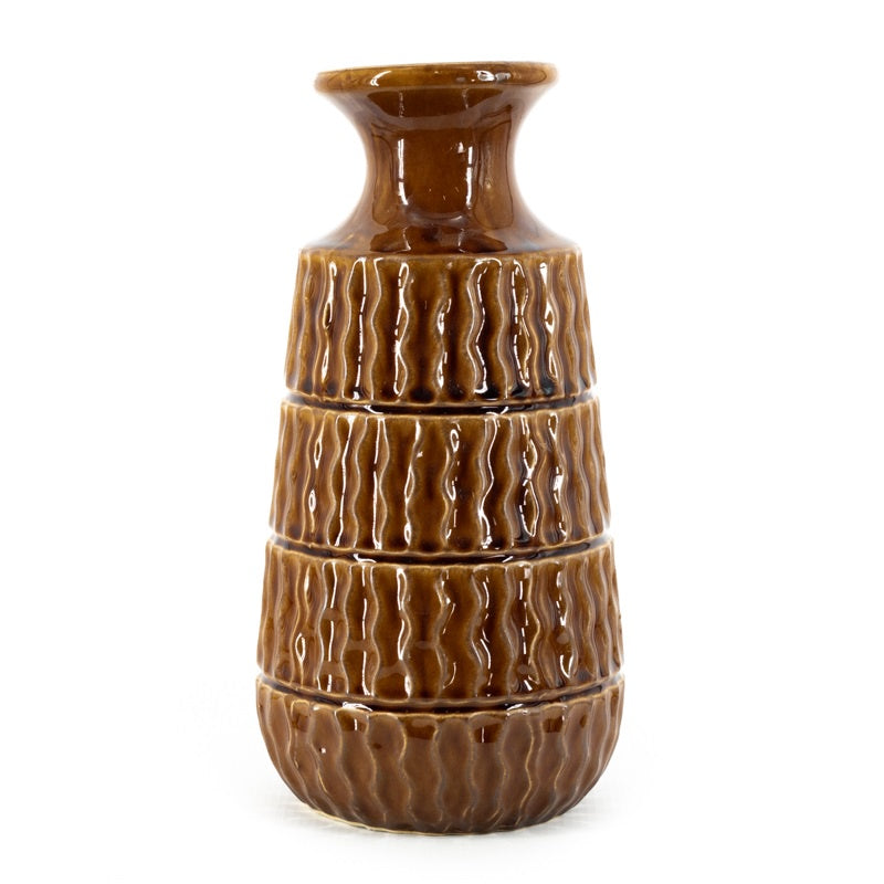 Aardewerk vaas Aztec bruin wb as9621