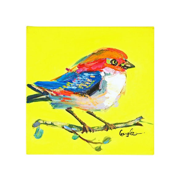 Painting Birdy neon Yellow 30x30cm