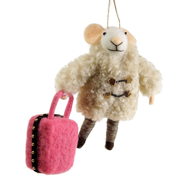 Vilt hanger muis met koffer