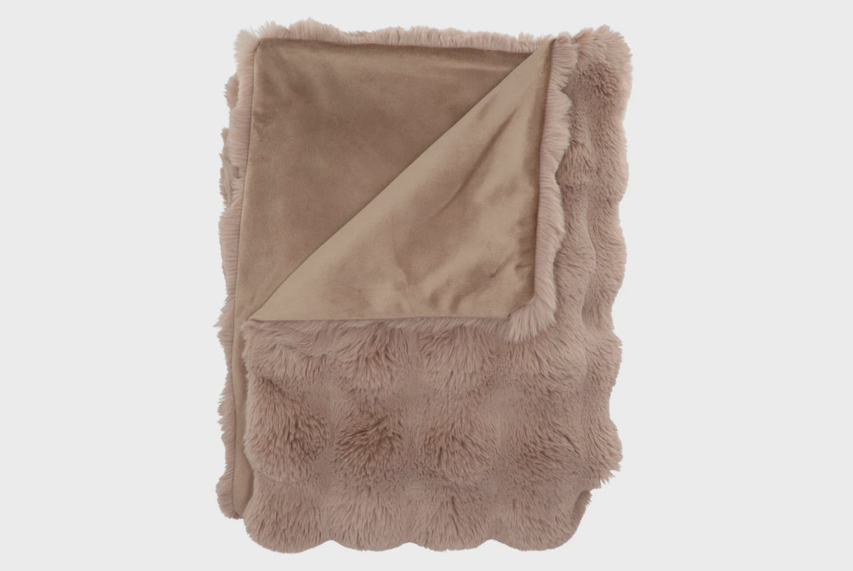 Montana fur look brown plaid 140x180cm