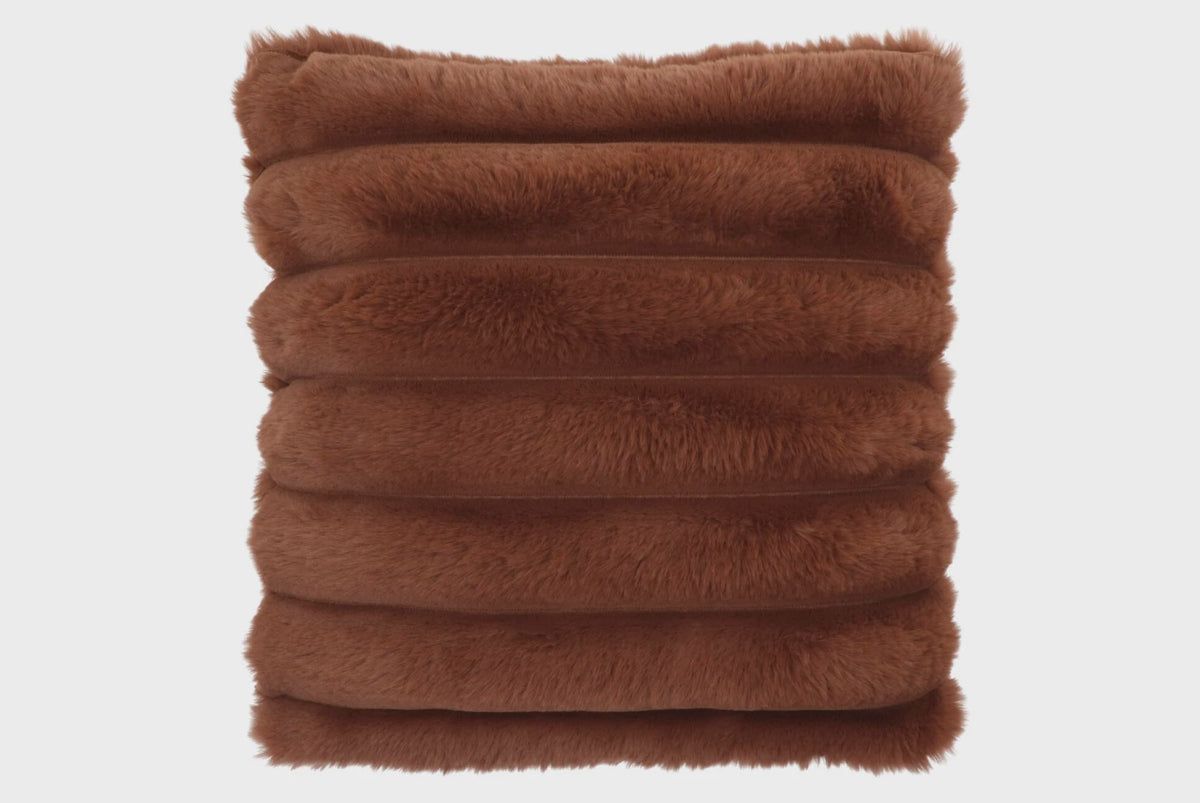 Montana stripe brown cushion fur look 45x45cm