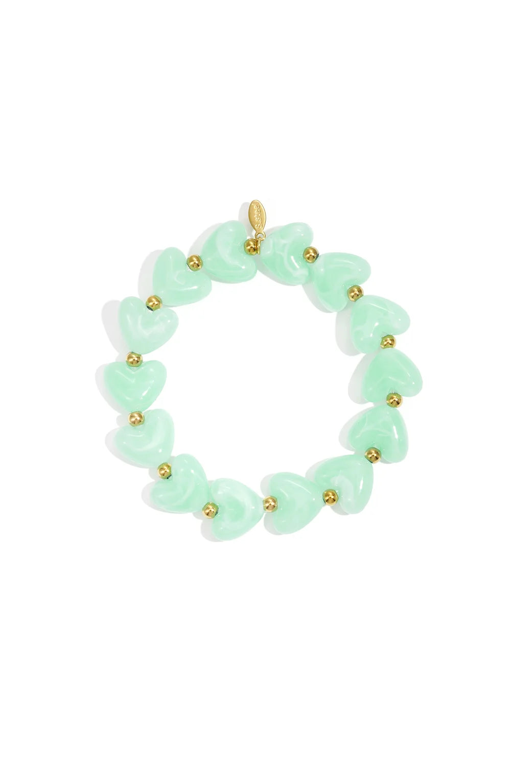 Elastieken hartjes kralenarmband mint groen
