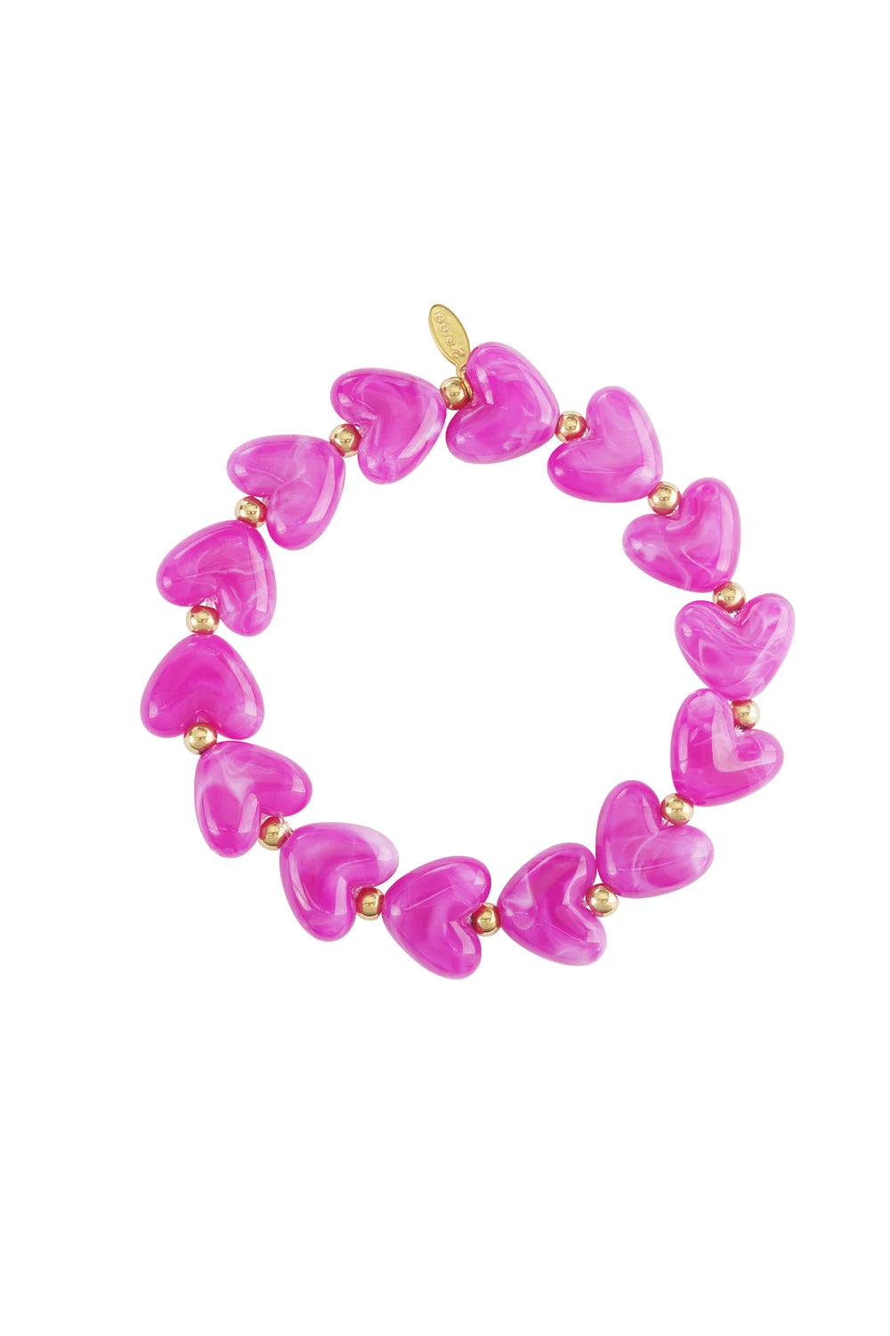 Elastieken hartjes kralenarmband paars