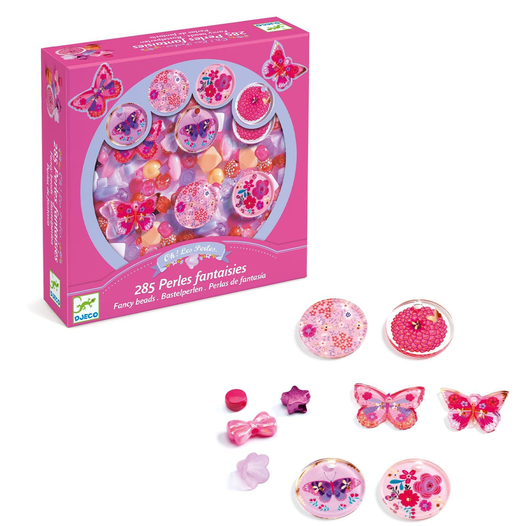 Kralen roze vlinders DJ09857