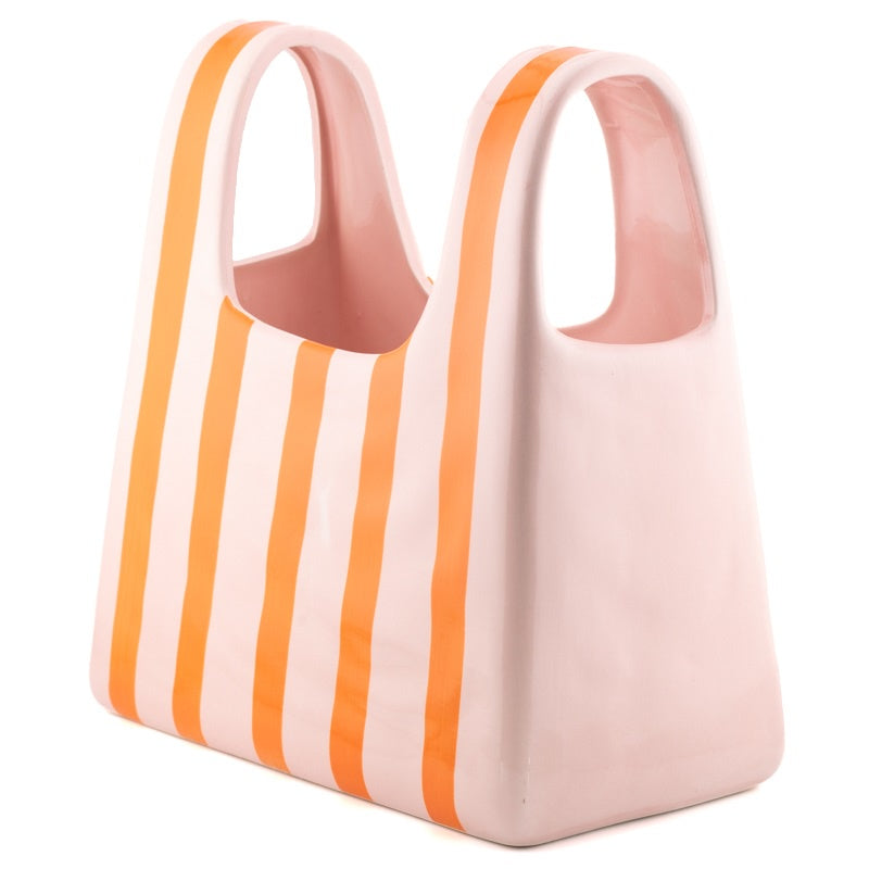 Aardewerk vaas striped tas L
