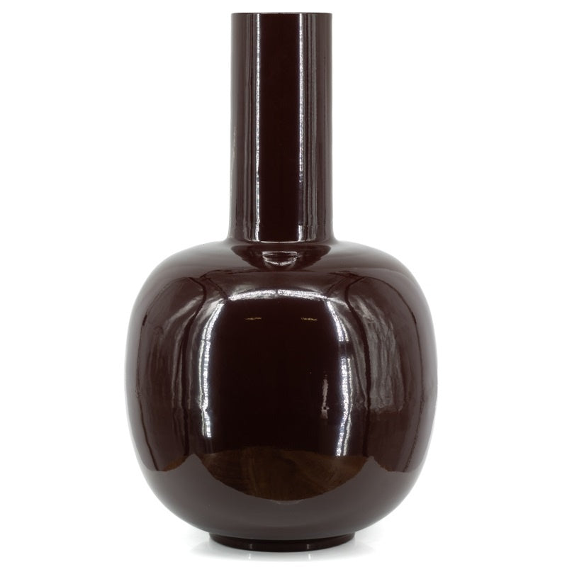 Metalen vaas Nagare glossy brown