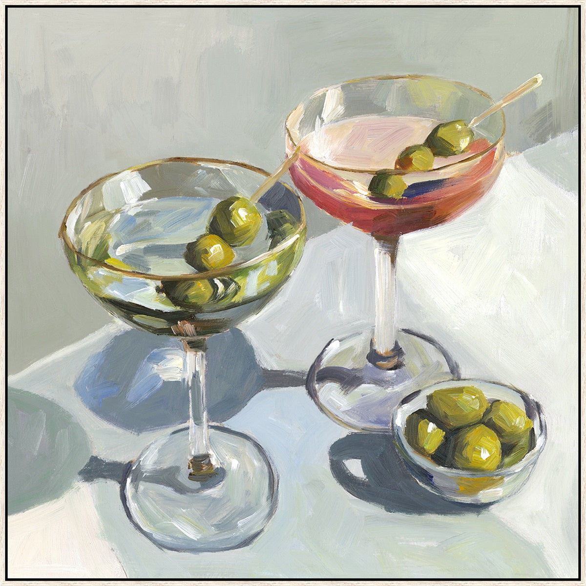 Schilderij met frame 70x70cm cocktails fk9128