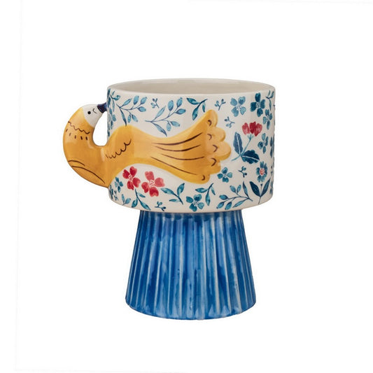 Aardewerk vaas floral bird HB 2