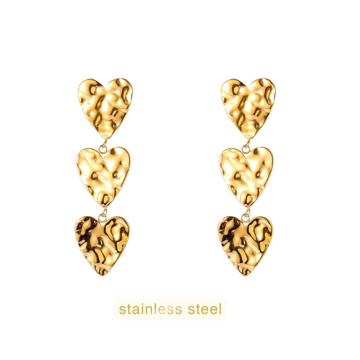3 Hammered Hearts - 14K