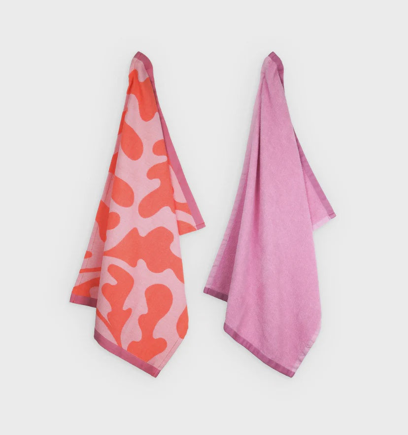 Coral Kiss Theedoek en Handdoek set Lifa Home