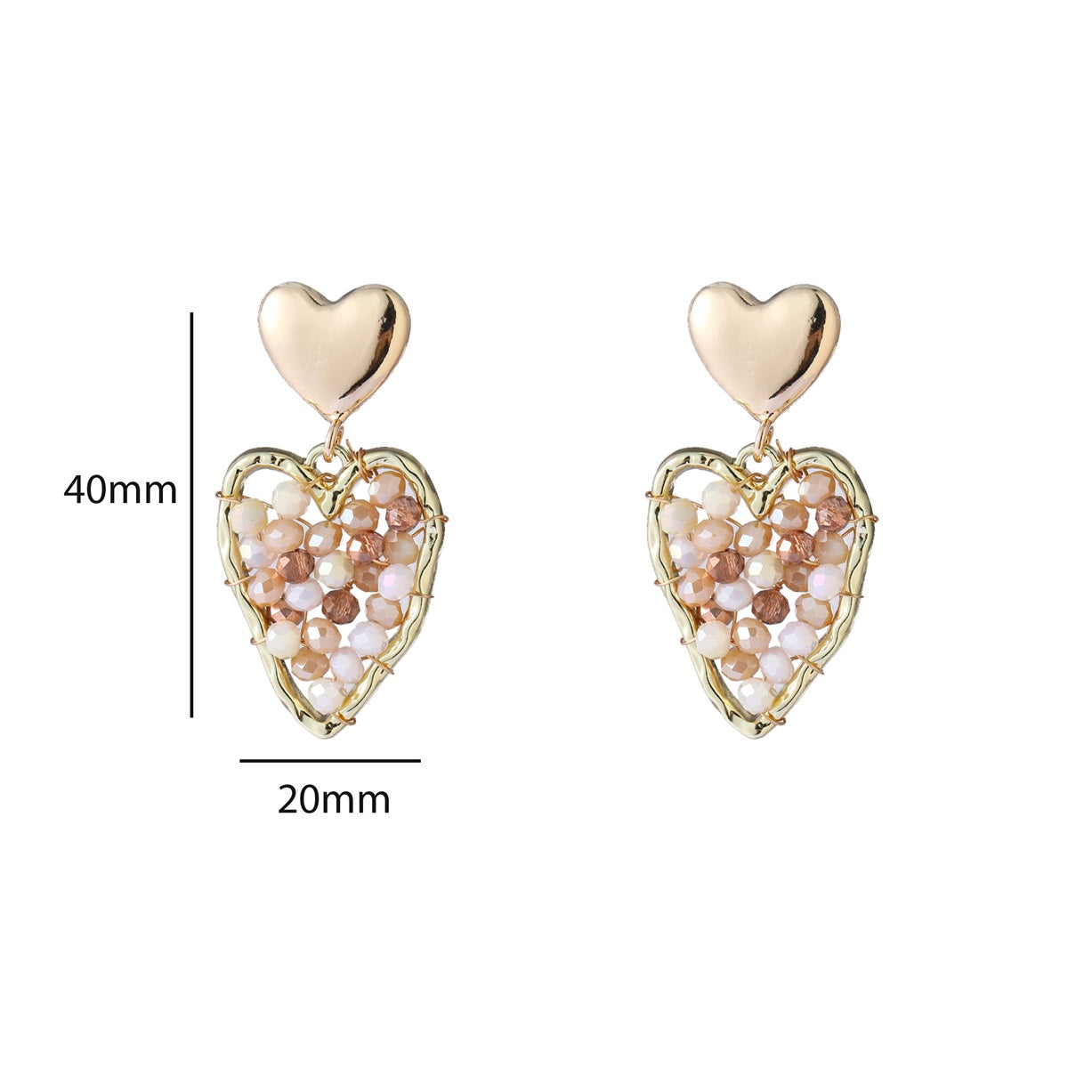 Full Heart Dangle - 14K + Taupe