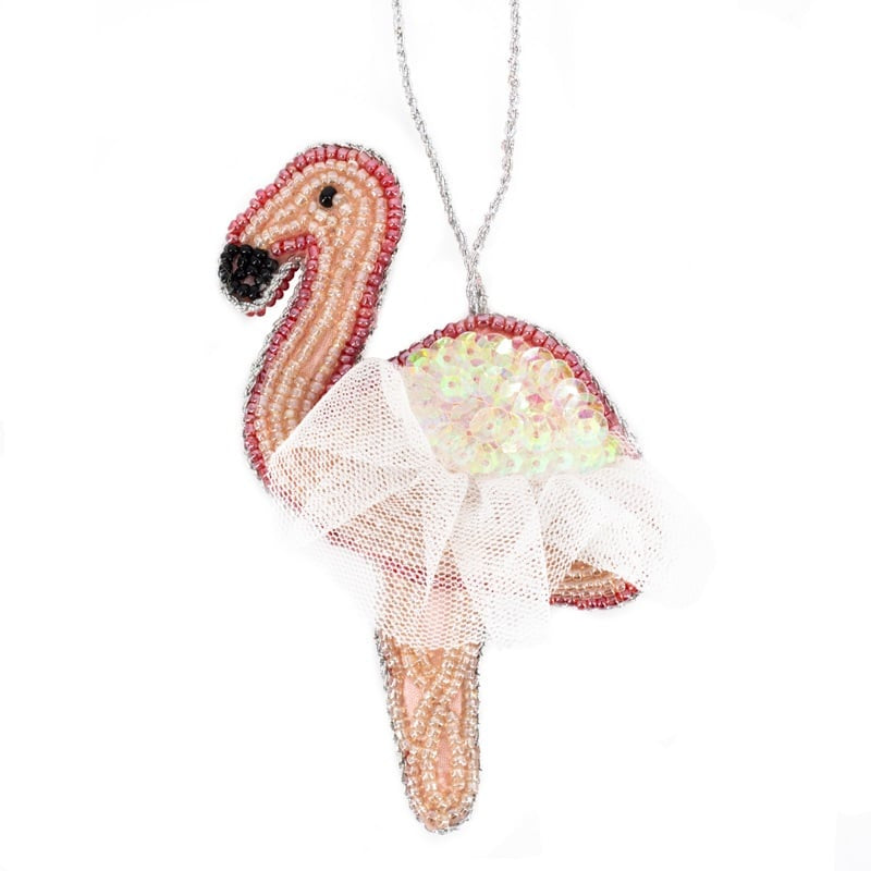 Hanger met kralen flamingo