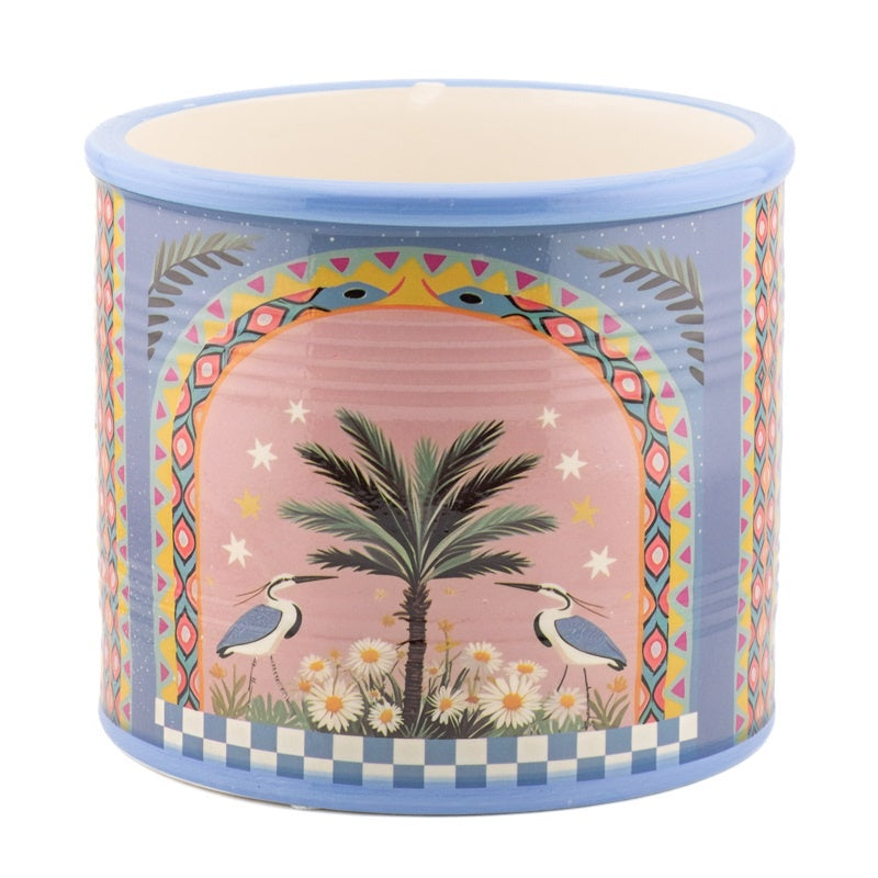 Aardewerk bloempot palm bird groot