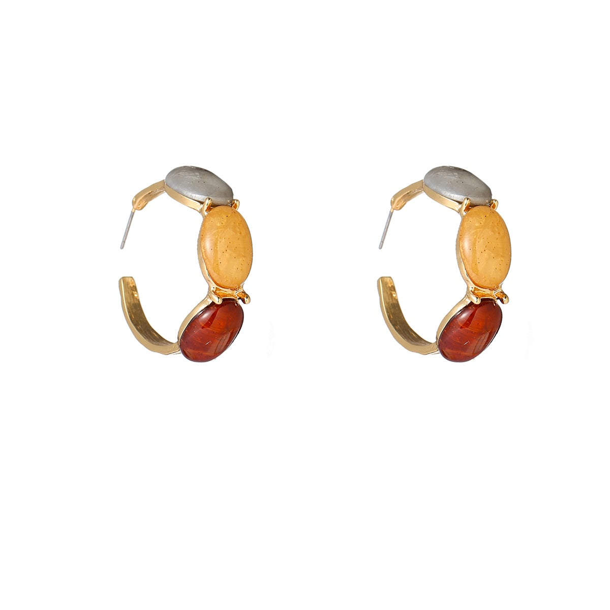 Hoop with Stones - 14K + YellowMix