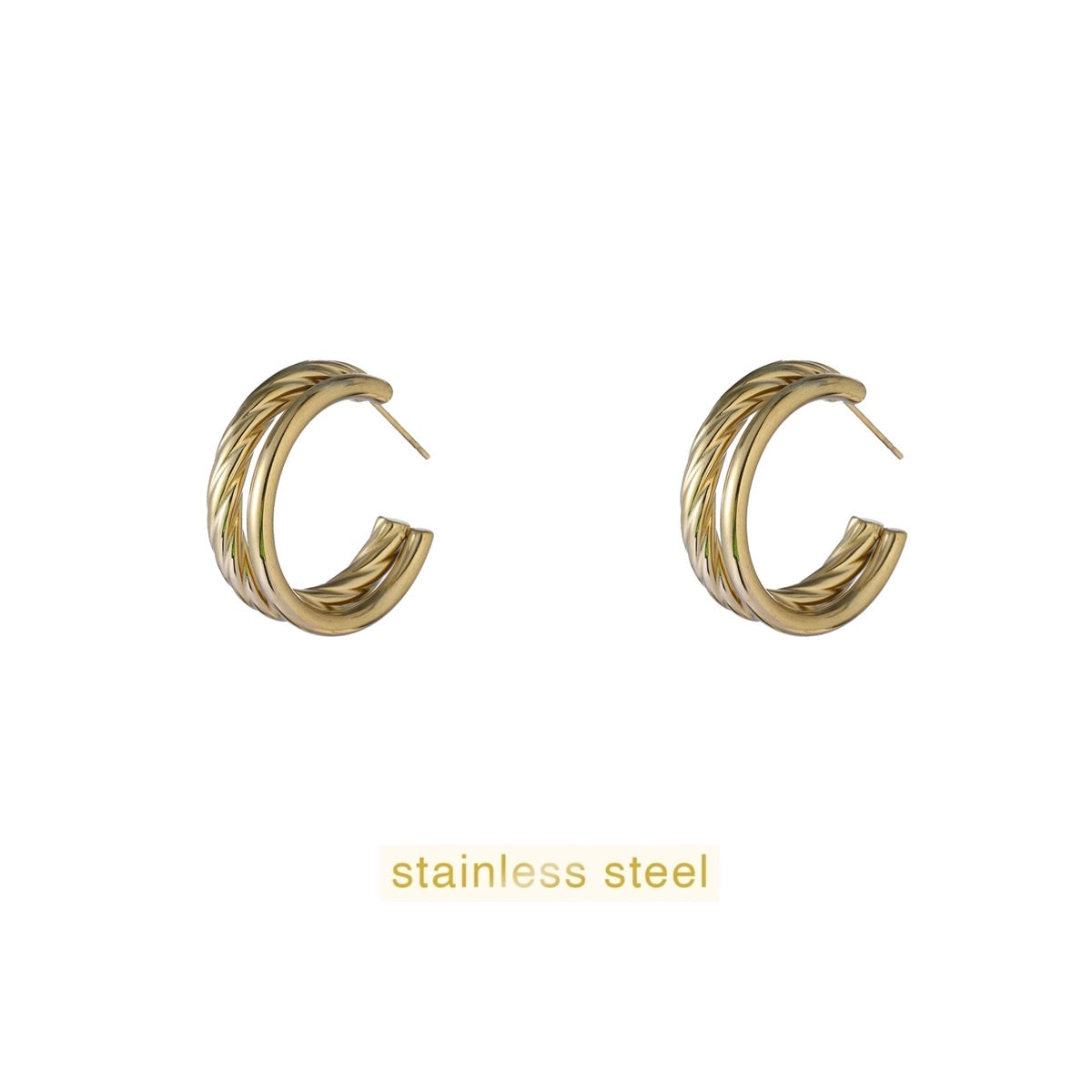 Twisted 2 Lines Hoop - 14K