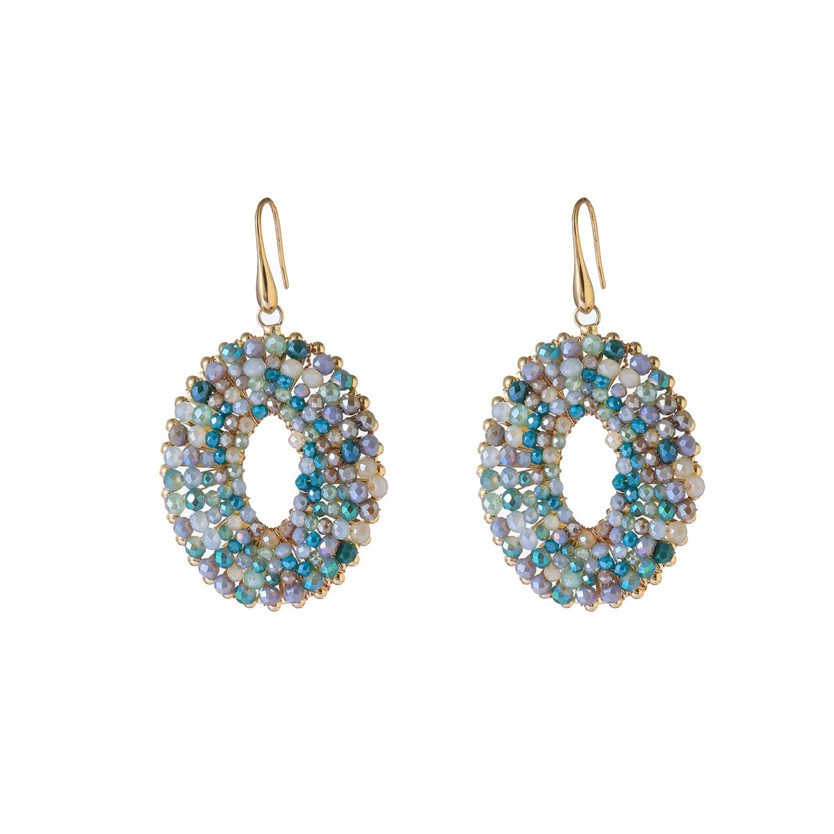 Oval Drop & Dangle - 14K + Icy Blue