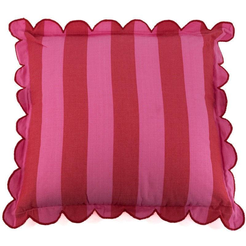 Kussen frills striped roze 45x45cm