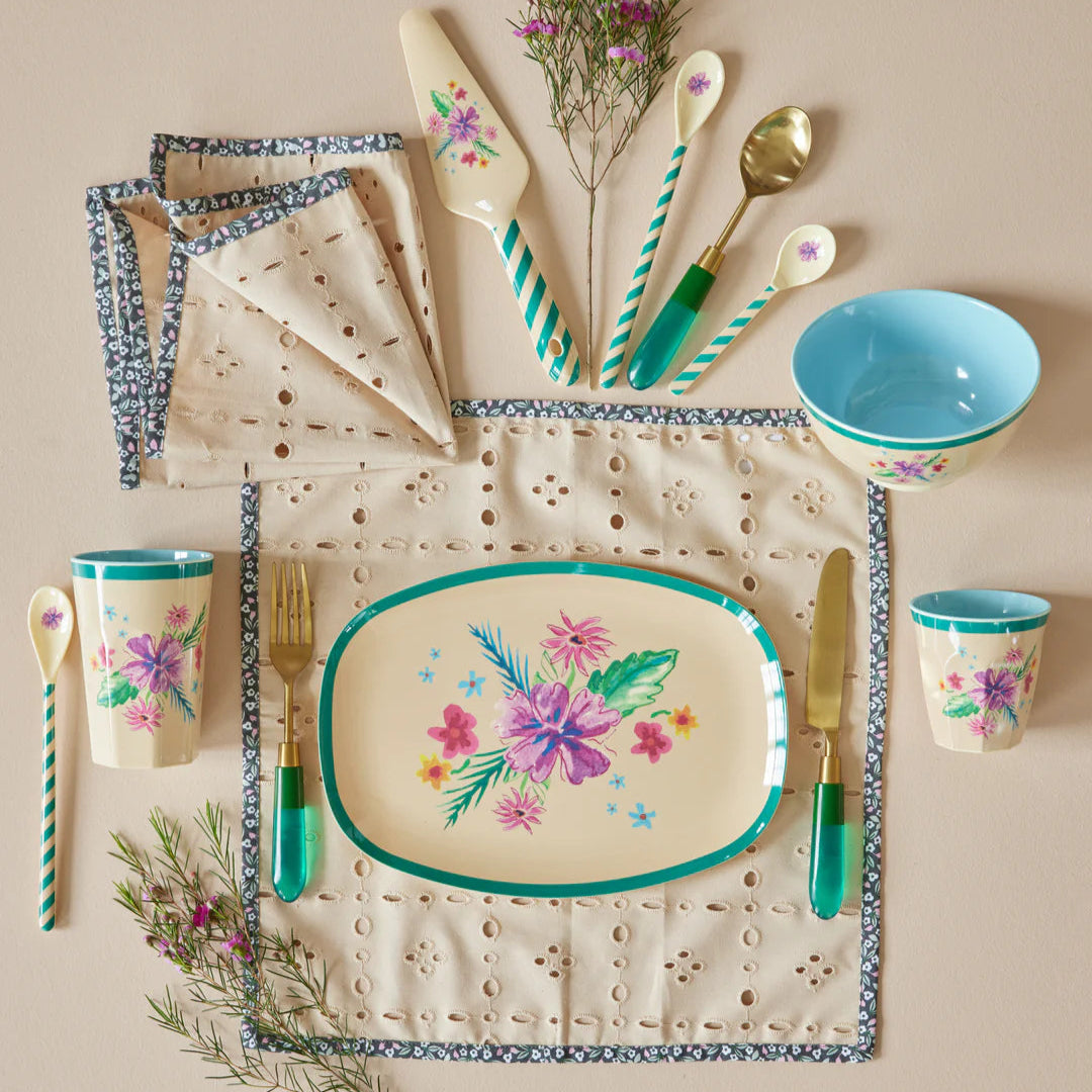 Melamine rectangular Plate Arda bloom Rice