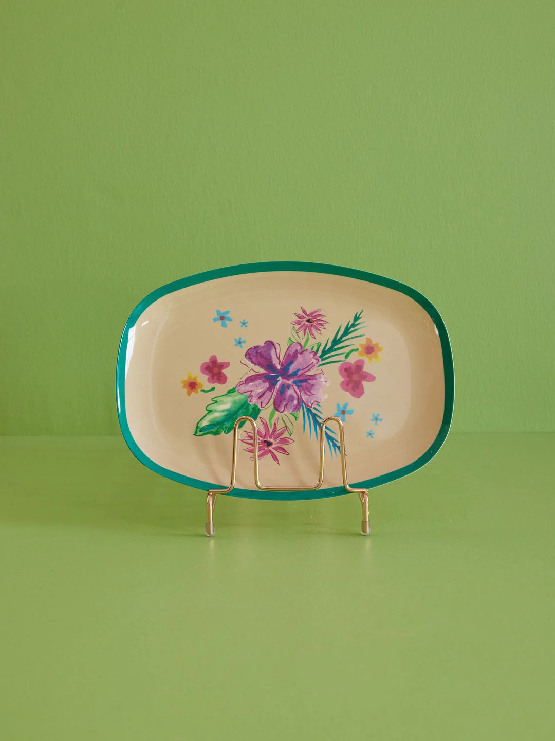 Melamine rectangular Plate Arda bloom Rice