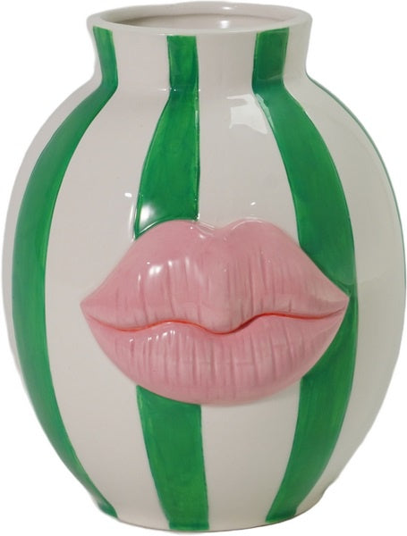Aardewerk vaas striped kiss